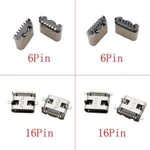 10 Buah Konektor USB Tipe C 2/6/16/24 Pin Port Pengisian Jack Wanita Solder PCB SMT SMD Perbaikan DIY Konektor Soket USB-C Tipe-C 8 penjualan terbaik usb c diy - №
