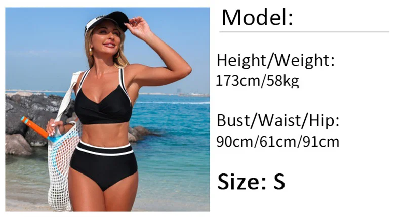 Damen-Bikini-Set mit hoher Taille, Twist-Front und überkreuztem Rücken, zweiteiliger Badeanzug, Retro-Badeanzug mit Bauchkontrolle, Sommer-Strand-Bademode – Detail 2