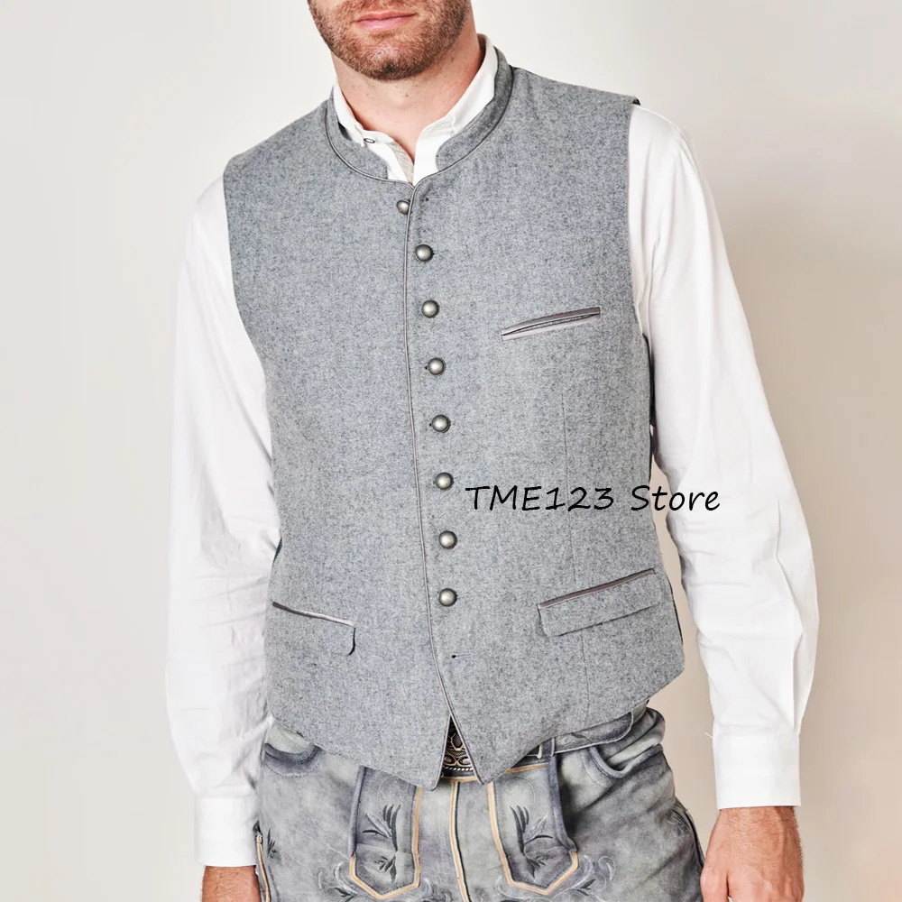 

Классический жилет, приталенный модный костюм, модный шерстяной тканевый мужской жилет, удобный однобортный рабочий жилет с карманами с клапаном
