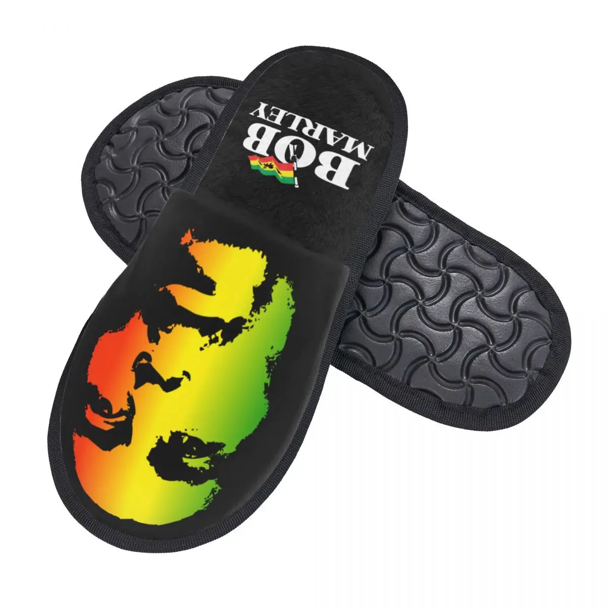 Custom Jamaica Singer Reggae Rock Bob Marley House Slippers Women Soft Memory Foam Shoes Cozy Warm Anti-skid Sole Slipper