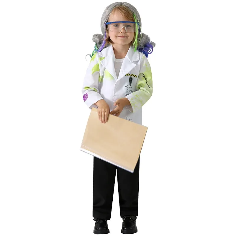 Halloween Boys Girls Mad Scientist Cosplay Costume White Experimental Protection Special Class Uniform Cos Doctor Child Costume