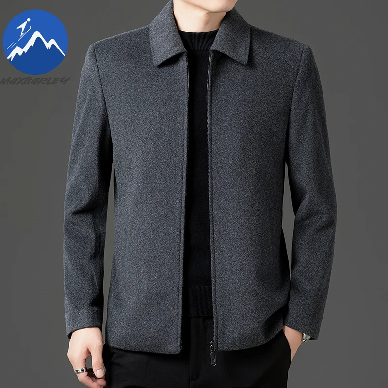 

Maxbarley Men Wool Coat Winter 2025 New Casual Fashion Thick Windproof Jacket Male British Business Short Woolen Overcoat Man