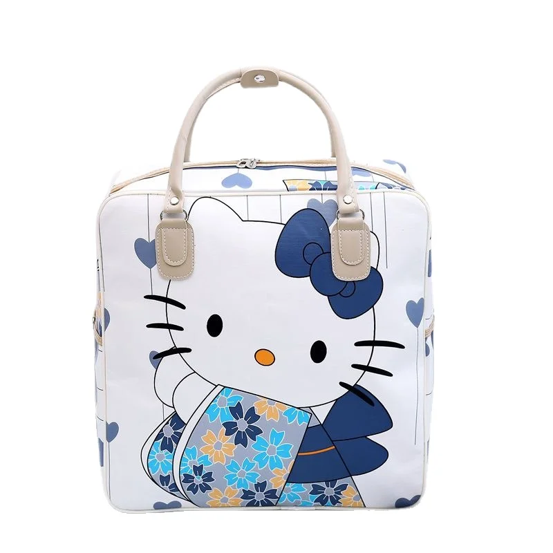 MINISO Cartoon Luggage Travel Bag Large Capacity Cute Hello Kitty Waterproof Durable with Zipper for Women College Students Girl