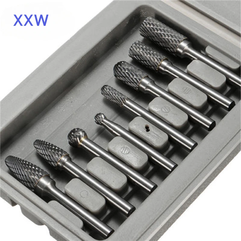 duplo corte carbide rotary burrs bit grupo gravura cnc mm shank carboneto de tungstenio burr bits xxw pcs 01