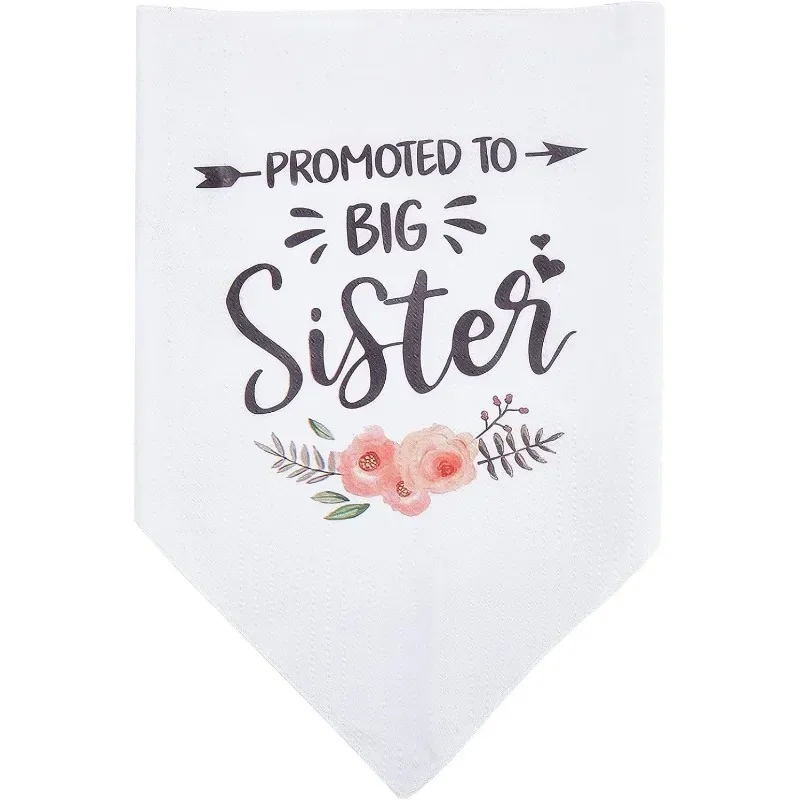 1pcs Promoted to Be Big Sister Dog Bandana Wedding Pet Bandana White Flower Triangle Pet Dog Scarf Dog Engagement Wedding