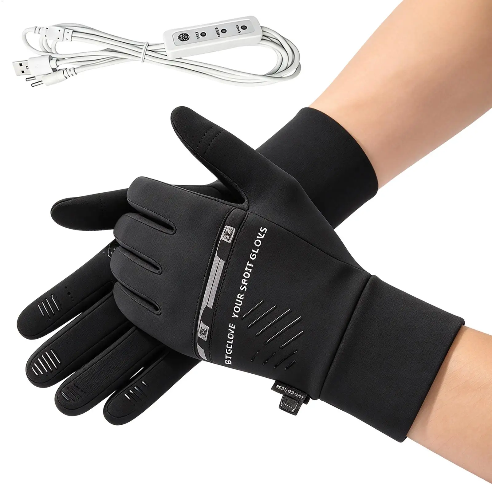 Electric Heating Gloves 3-Level Heating Windproof Thermal Touchscreen Camping Hand Warmer Gloves For Cycling Hiking Riding