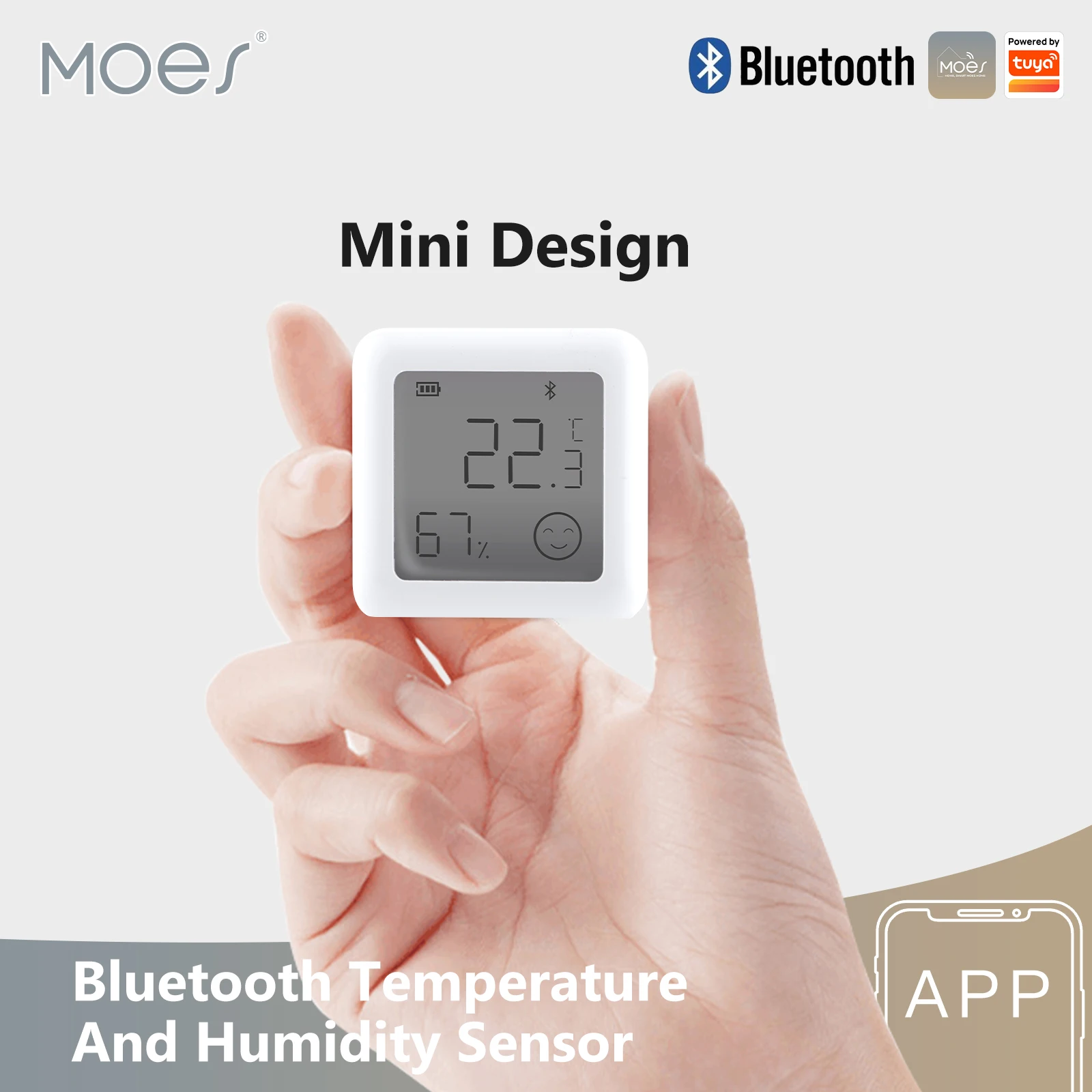 MOES Tuya Bluetooth Smart Temperature Humidity Sensor LCD Indoor Hygrometer Thermomter APP Remote Control Voice Control Google