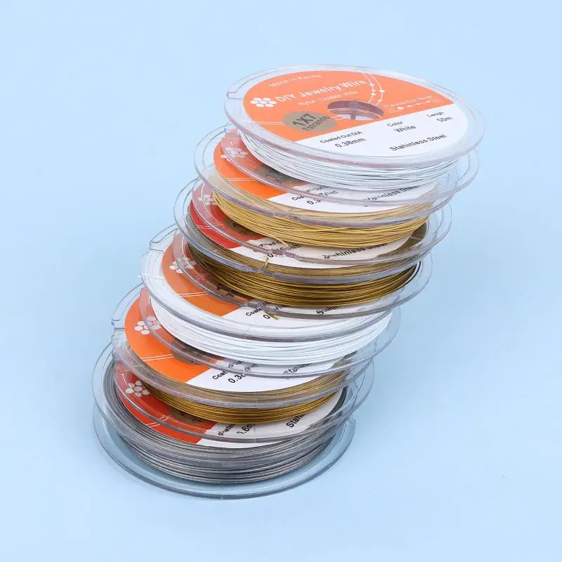 50Meter/Roll 0.3/0.38/0.5/0.6mm Rhodium Gold Color Stainless Steel Beading Wire For Jewelry Making DIY Bracelet Findings