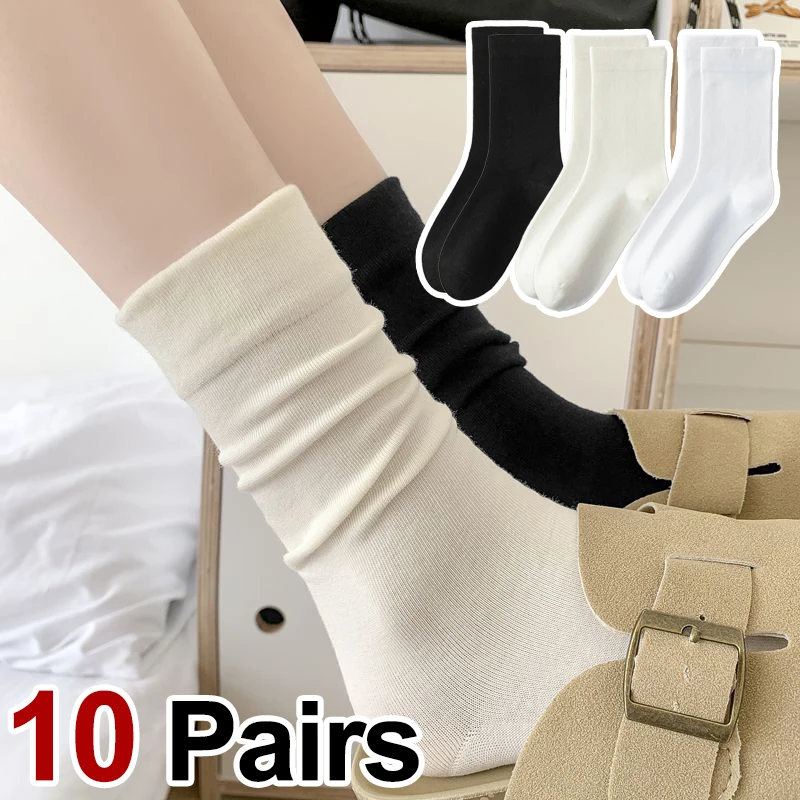 10 Paar Damen-Socken in einfarbiger Ausführung, modische Frühlings- und Sommer-Socken, dünn, weich, bequem, atmungsaktiv, ohne Nähte, stapelbar