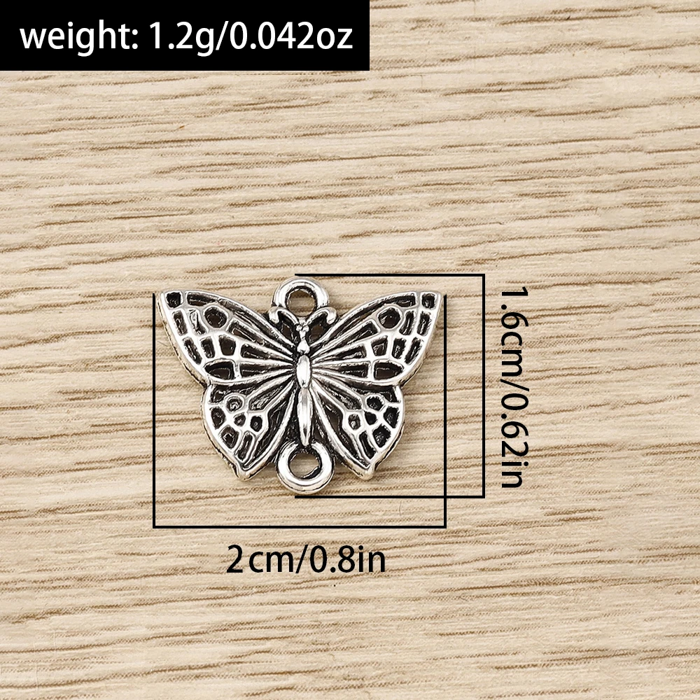 Tusember 30 Stück 16 x 20 mm Legierung Doppelloch Metall Schmetterling Charms für handgefertigte Halsketten Ohrringe Schmuckherstellung DIY Handwerk – Detail 2