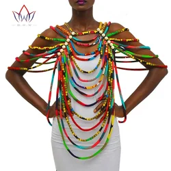BRW African Ankara Necklaces Jewelry Conversion Piece Rope Necklace Shawl Tribal African Beads Handmade Jewelry Necklace WYX26