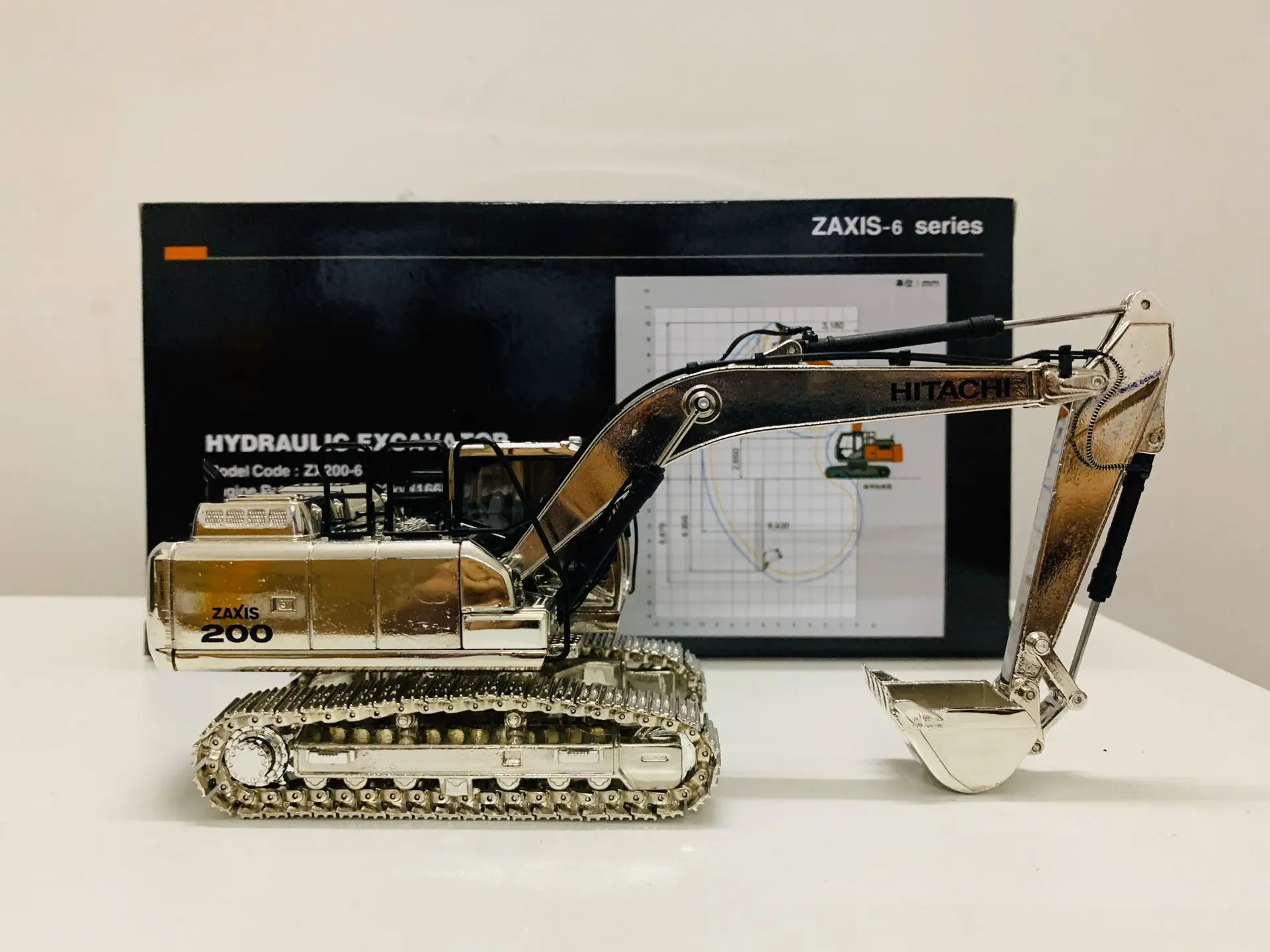 6 Color! ZX200-6 Hybrid Excavator Silver 1/50 Scale DieCast Limited Model New in Box