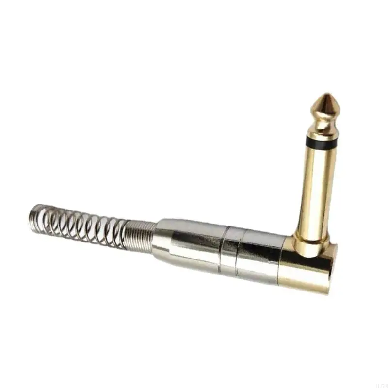 H37B 1/4 "AUX AUX 6.35 mm Mono Mono Conector Adaptador resorte 90 grados Adaptador enchufe guitarra para amplificadores
