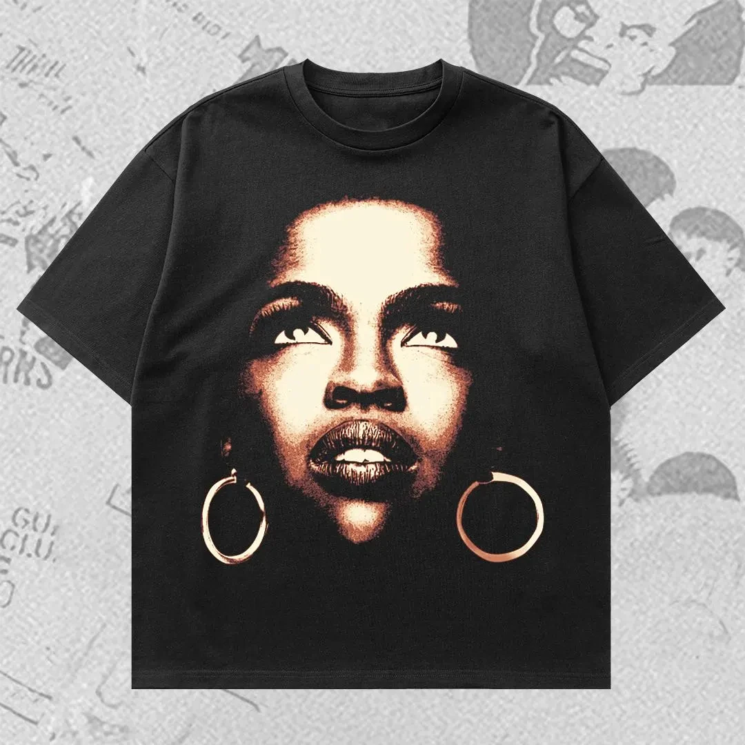 Camiseta de la banda de cantantes de Lauren Hill de los años 80 y 90 - Camiseta estampada de manga corta para fanáticos