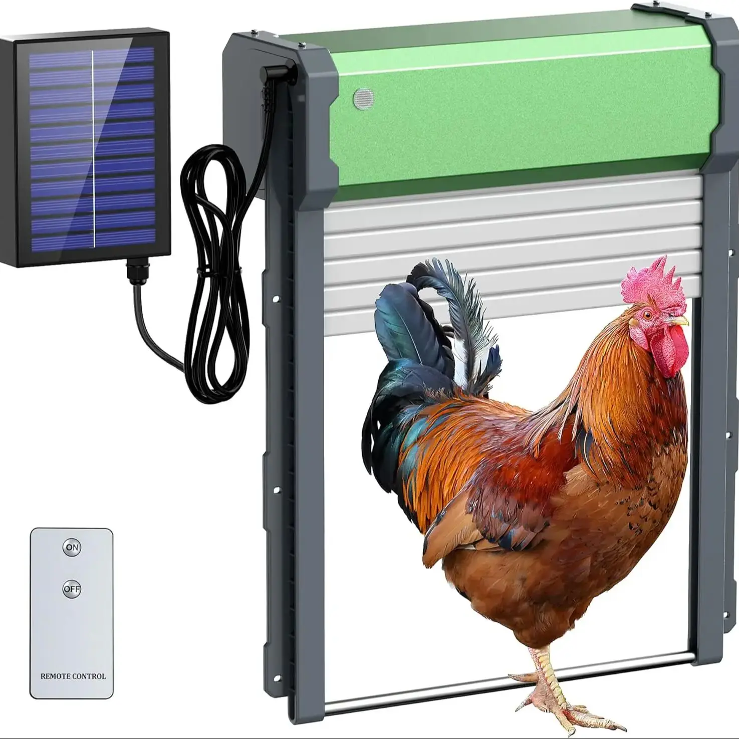 Automatische kippenhokdeur op zonne-energie: automatische kippendeur - Kippenhokdeur op zonne-energie met timer en lichtsensor - Intellig - afbeelding 1