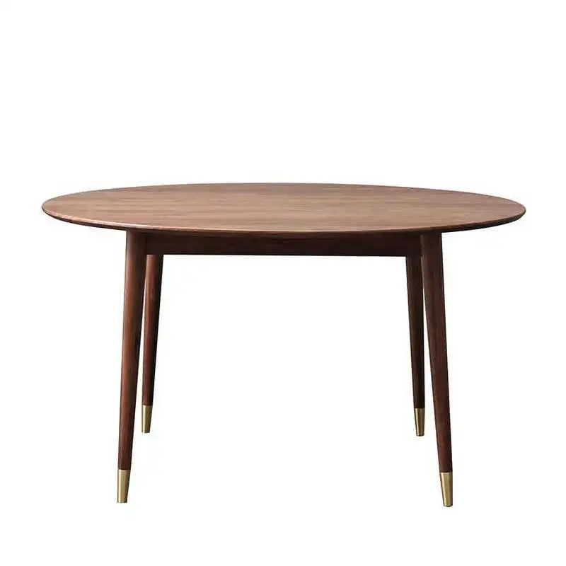 

Nordic all solid wood North American black walnut round dining table Home restaurant Light luxury cherry wood dining table Chai
