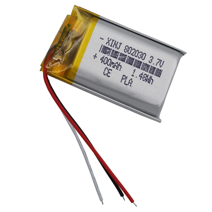 2 szt. 3.7V 400mAh 1,48 wh polimerowy akumulator Lipo termistor 3 przewody 802030 do kamery samochodowej DashCam zestaw słuchawkowy