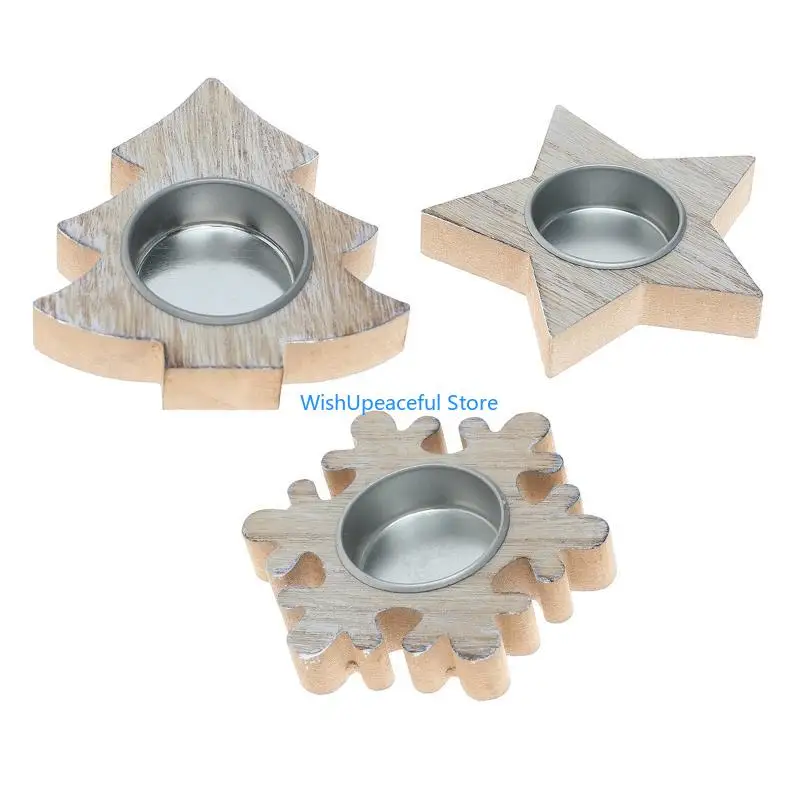 

34YA Christmas Nordic Wooden Candlestick Star/ Snowflake/Xmas Tree Window Decor