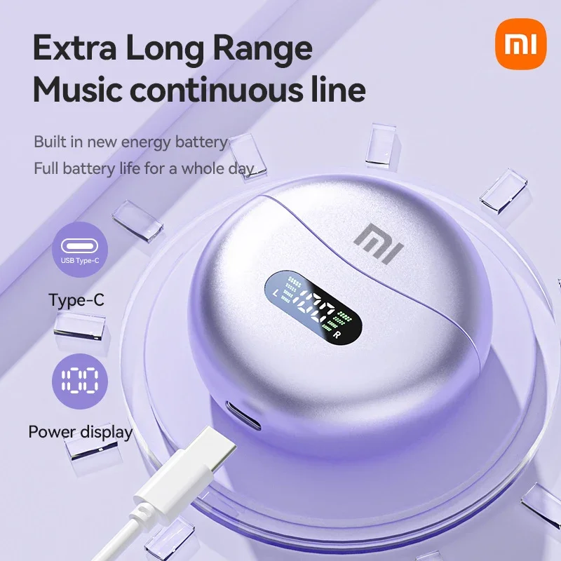 Xiaomi New Wireless Bone Conduction HIFI Bluetooth 5.4 Earphone Clip On Ear With Mic Digital Display Waterproof Sport Headsets