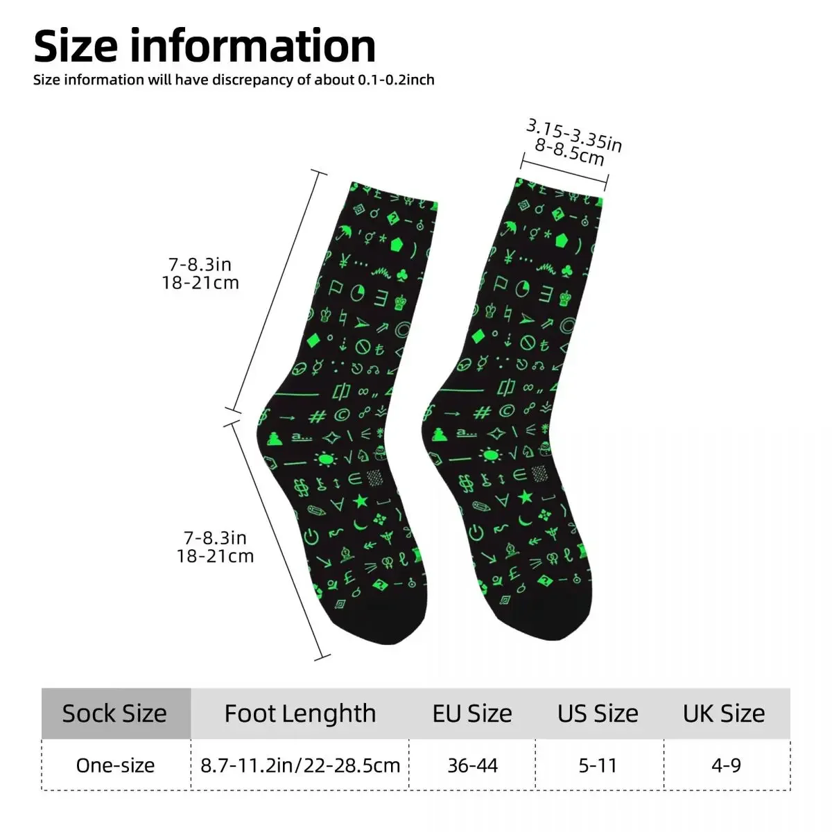 Esoteric Socks - Unicode Special Characters - Screengreen Socks Harajuku High Quality Stockings All Season Long Socks