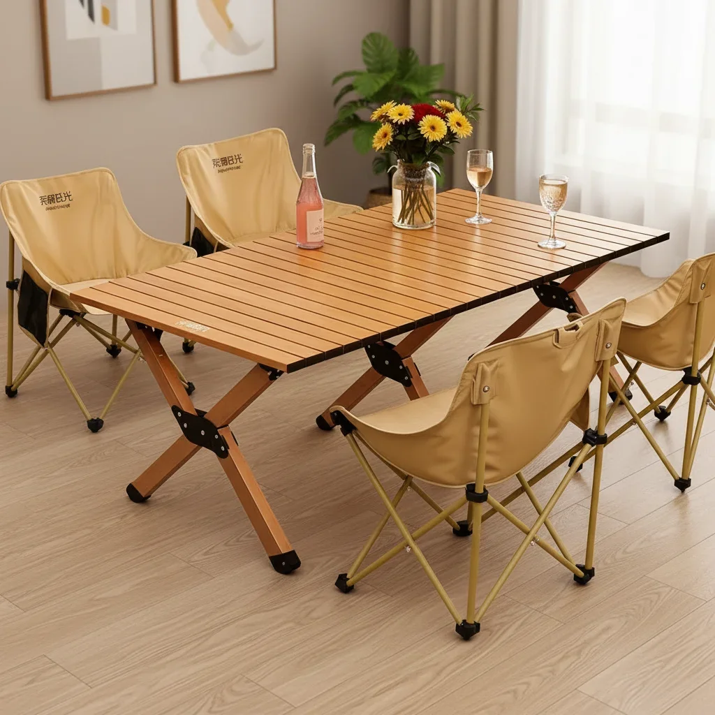 Outdoor Portable Folding Table and Chair Set - Camping Picnic Road Trip Group Dining Balcony Casual Home