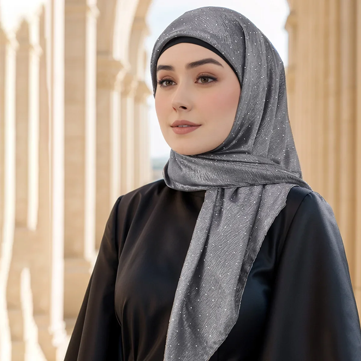 

Ramadan Shiny Dot Viscose Hijab Scarf Women Rhinestone Muslim Headscarf Wrap Shawls Femme Musulman Headband Islamic Turban Mujer