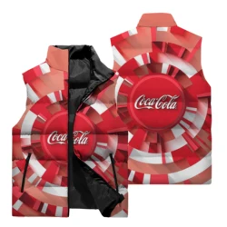 New 3D Coca-Cola Printed Men's Sleeveless Jacket Outdoor Sports Running Windproof Coat Men's Casual Stand-up Collar Zipper Vest