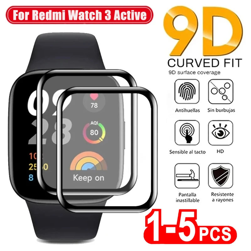 1-5PCS 9D Curved Soft Glass Film for Redmi Watch 2 3 Lite Active Full Screen Protector for Xiaomi Mi Watch Lite Color 2019 Poco