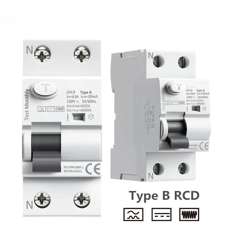 

Type A/AC RCCB 25A-63A - 2P & 4P Residual Current Circuit Breaker with Overload Protection for Home/Industry