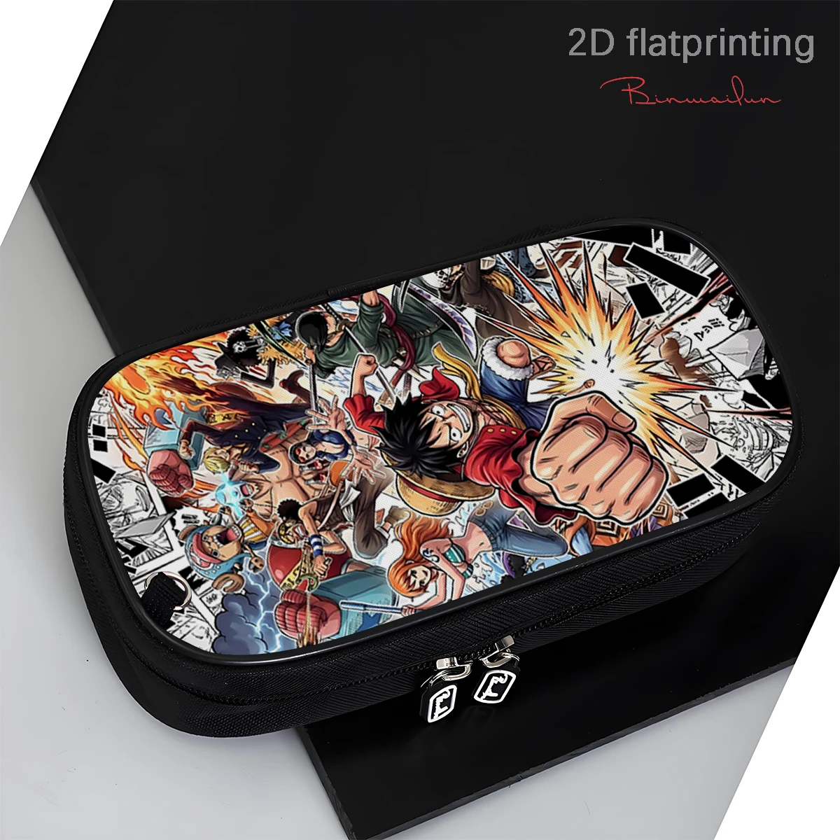ONE PIECE New Pencil Case with Double Zipper, Water-Repellent, Large Capacity, Stylish Pencil Bag for Men