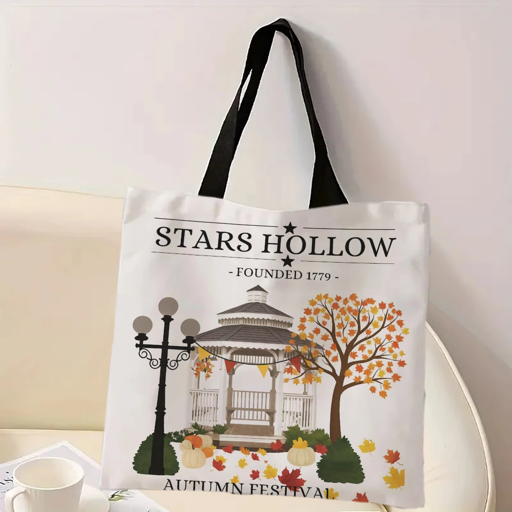 Sterne Hohl Muster Lebensmittel Einkaufstasche Tasche Frauen Schulter Shopper Tasche Große Kapazität Handtasche 7,3) – Detail 4