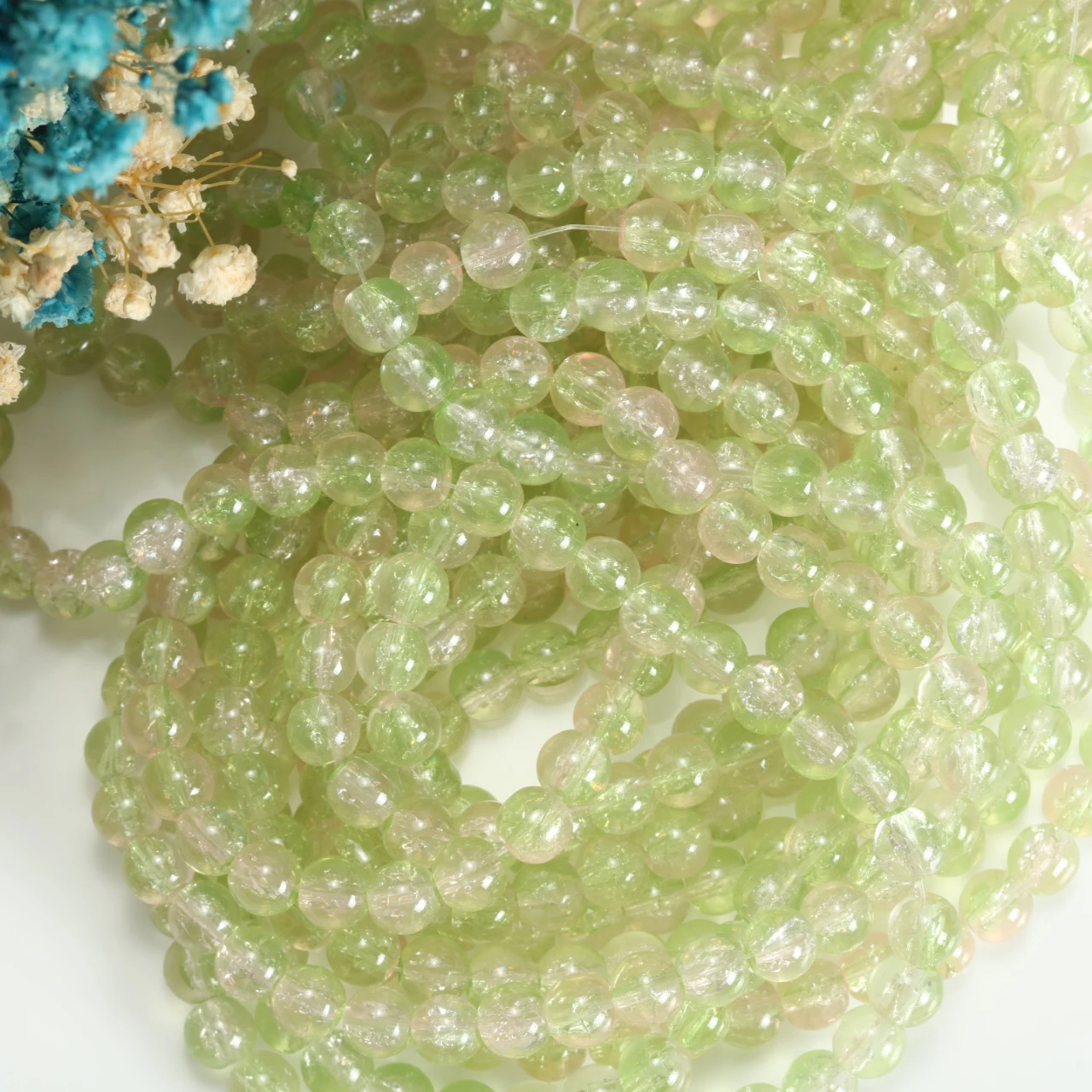 8mm 20-160pcs Bright Orange Crack Glass Beads Texture Loose Beads For Diy Earrings Fashion Jewelry Decoration Beading Fittings
