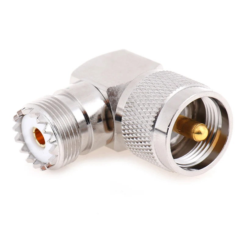 UHF SO-239 Female To UHF PL-259 Male Right Angle 90 Degree RF Connector