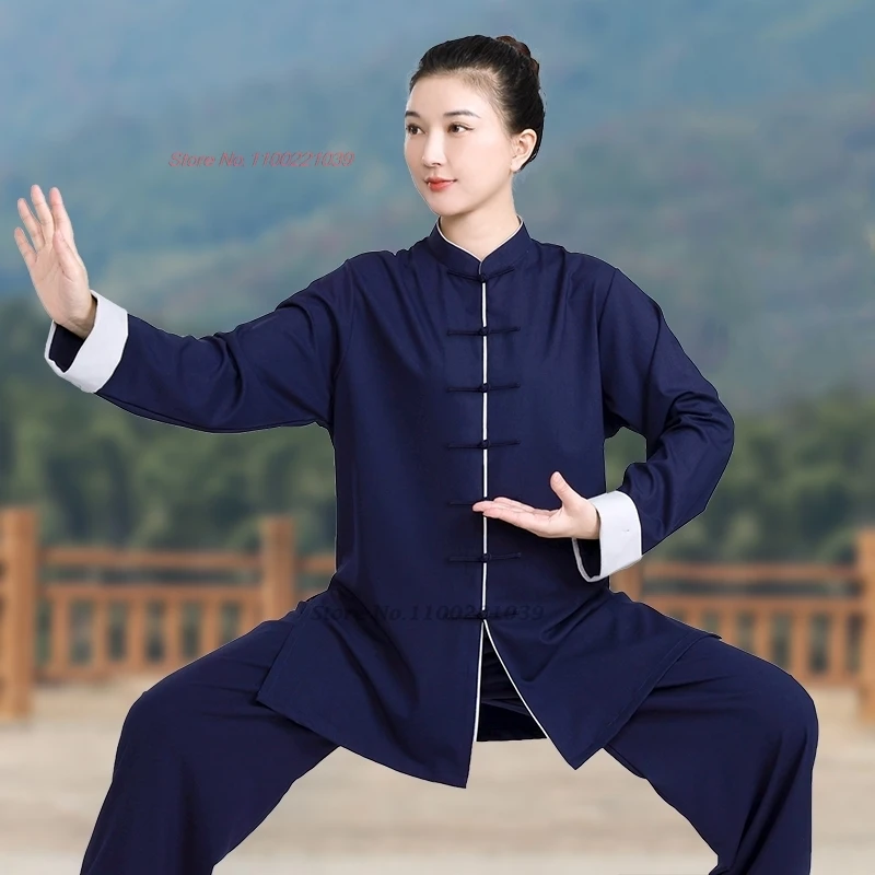 2026 chinese kung fu martial arts tai chi tops+pants set cotton linen taiji wushu wing chun training uniform stage performance view 4