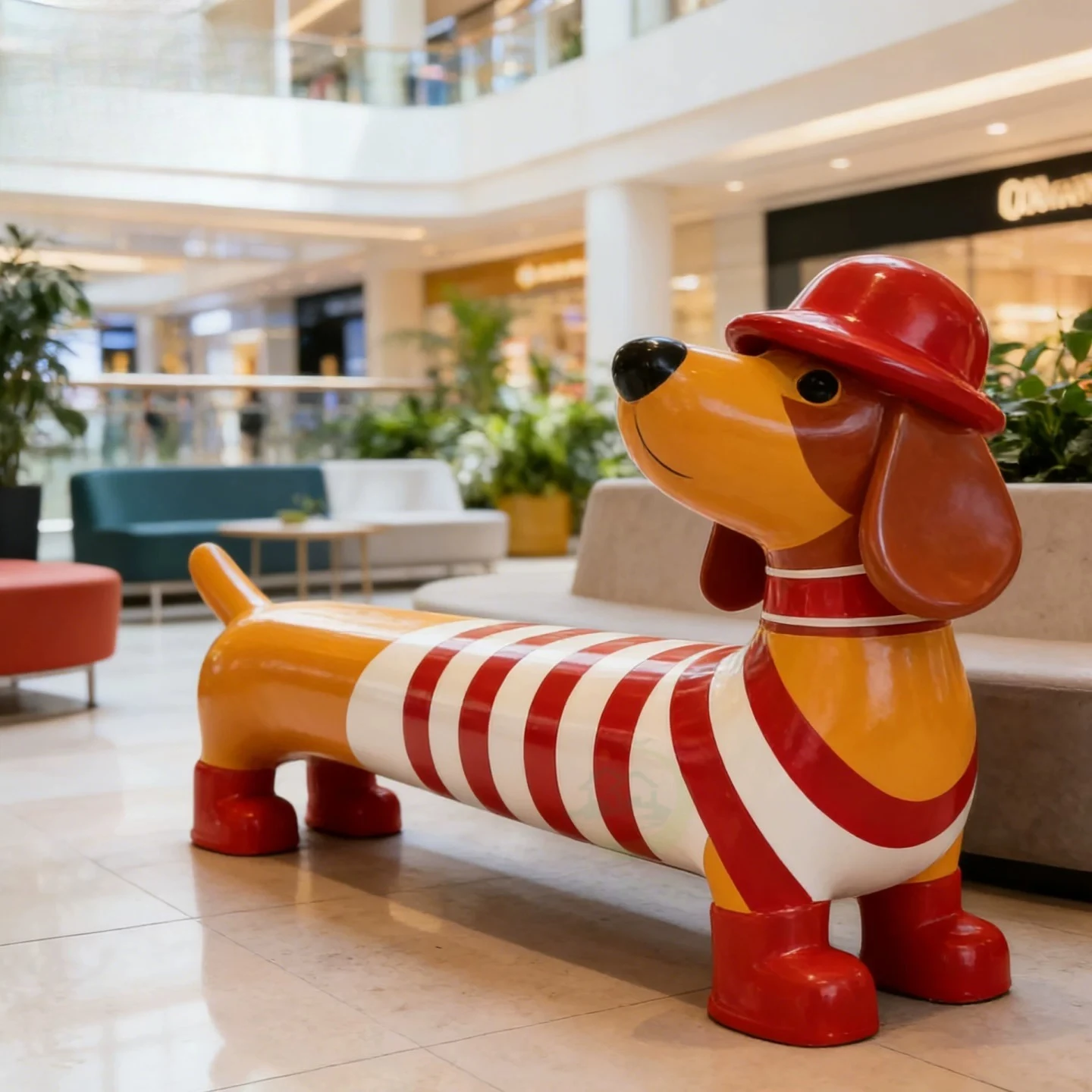 Fiberglass Cartoon Animal Outdoor Leisure Seat Hotel Shopping Mall Creative Meichen Large Public Leisure Area Waiting