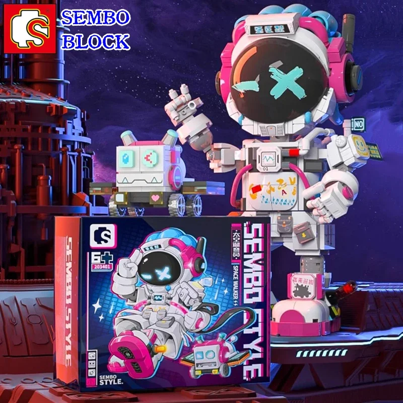 

SEMBO Starry Sky Astronaut Building Blocks Cyberpunk Model Aerospace Series Kawaii Dunk Figure Birthday Gift Children's Toy