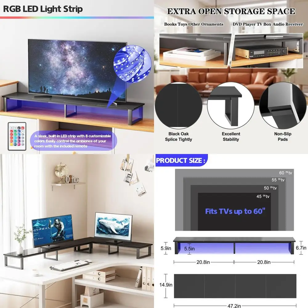 

Black TV Stand Riser for 32-60 Inch TVs, Suitable for Home, Living Room, Study or Office