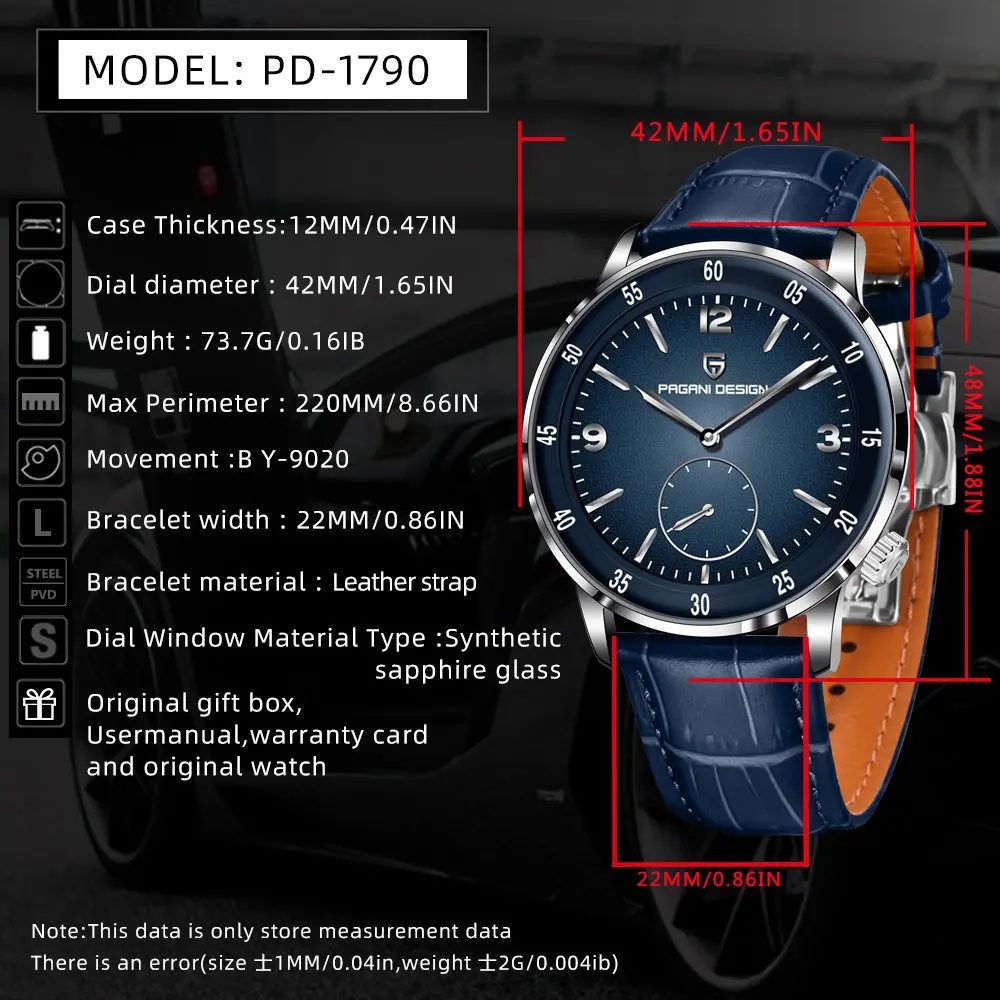 PAGANI DESIGN PD1790 V2 New Men's Automatic Mechanical Watch 10Bar Waterproof Sapphire Glass Fashion Leisure Wristwatch For Man