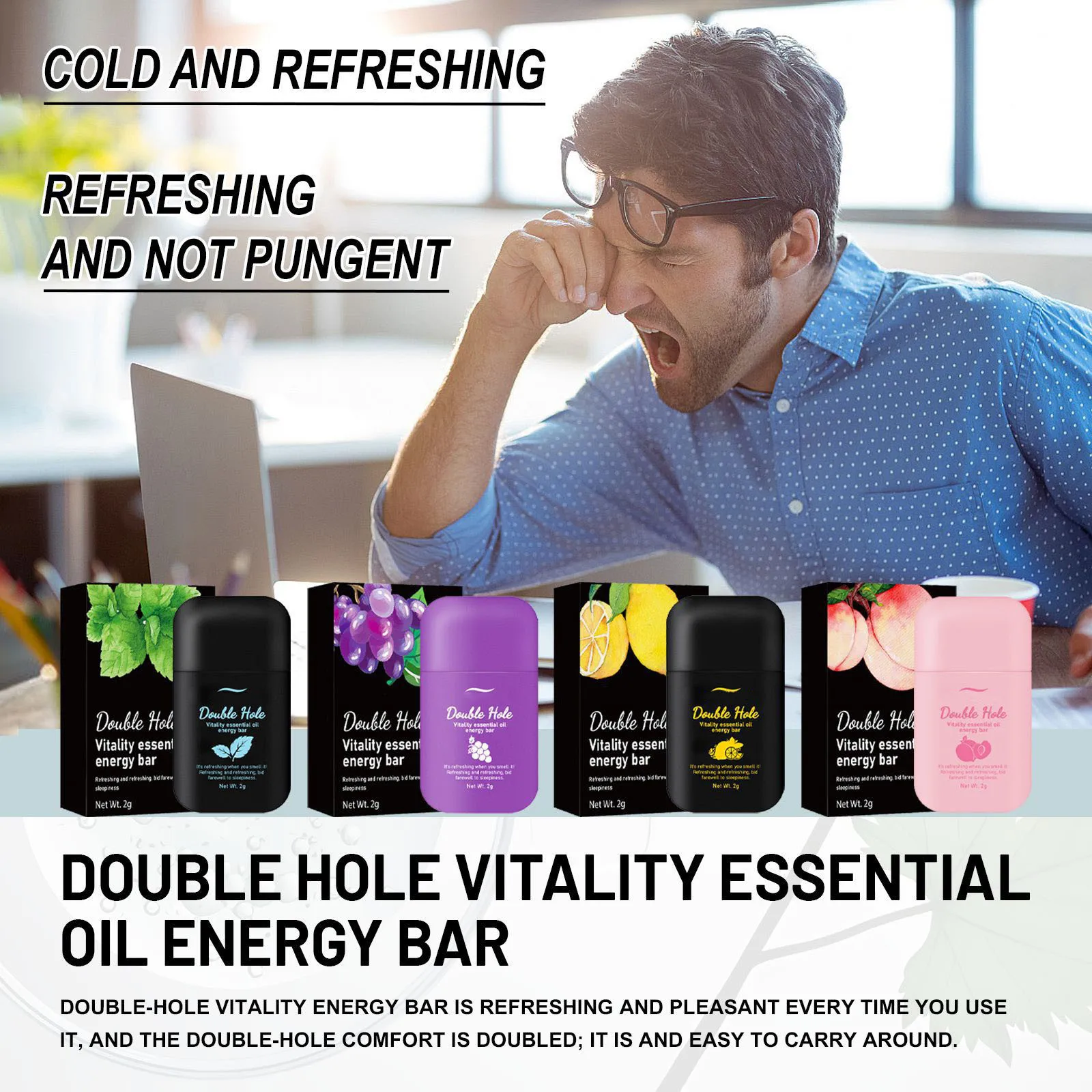 Barra energética de menta vitalidad, refrescante y refrescante, fatiga de conducción, somnolencia, vitalidad, succión Nasal, barra refrescante de doble orificio
