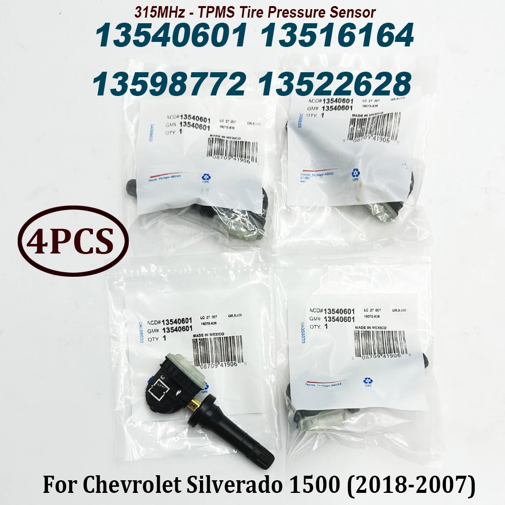 4PCS 13540601 Tire Pressure Monitor Sensor 315Mhz TPMS 13516164 13598772 13589597 13522628 For G-MC C-hevy B-uick C-adillac