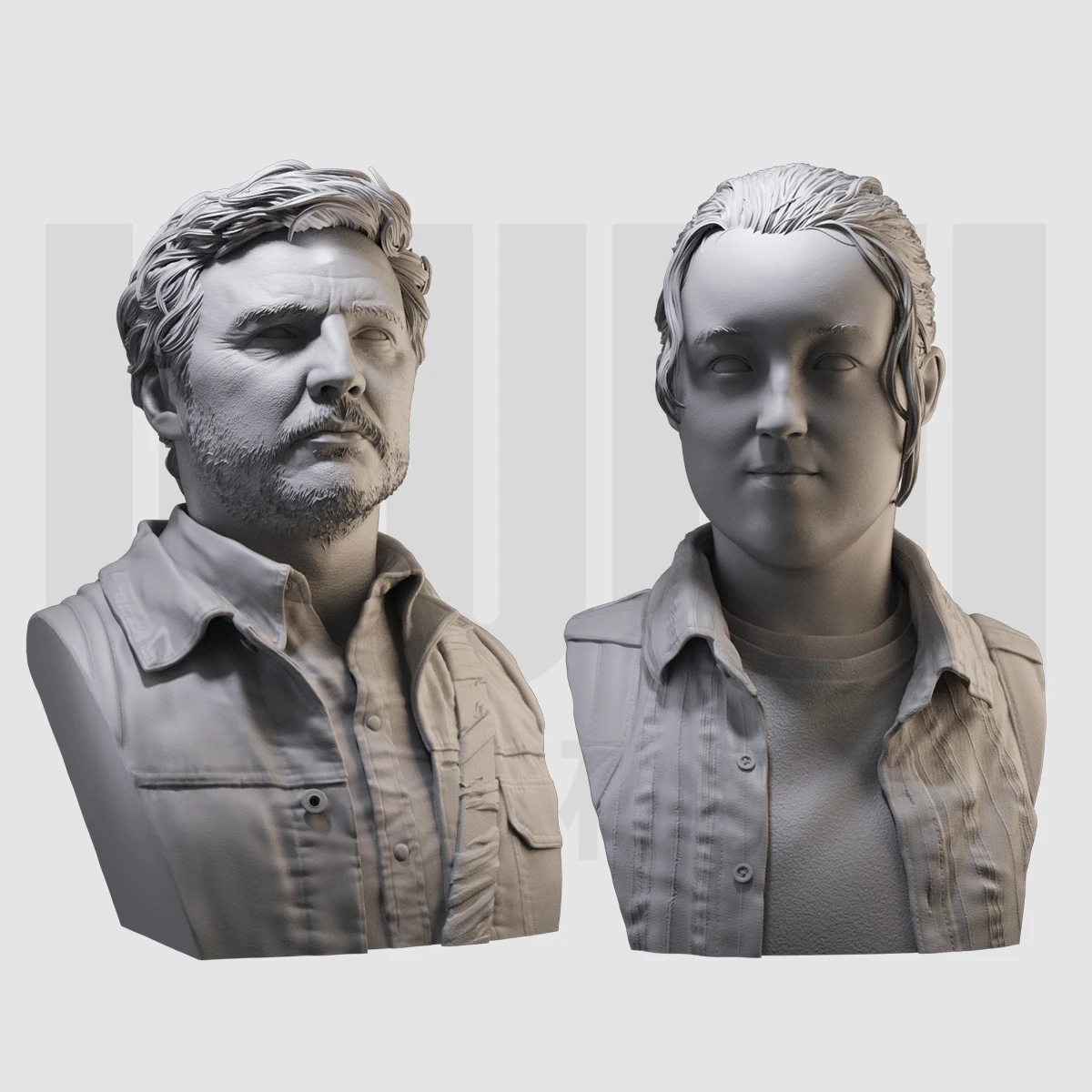 

1/10 Joel and Ellie 419 bust resin white mold GK figure model