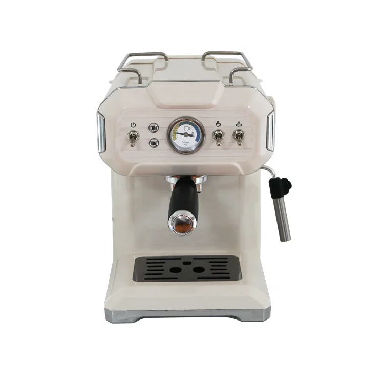 Cafetera semiautomática Espresso de plástico, vaporizador de leche, 110-240V, 1.5L, 15-20Bar, 850W, nuevo diseño Retro