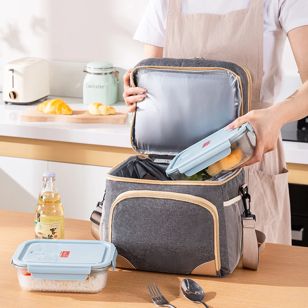 New Thickened Insulation Bag for Outdoor Crossbody Picnic Insulation Ice Pack Waterproof Double Layer Office Lunch Bag