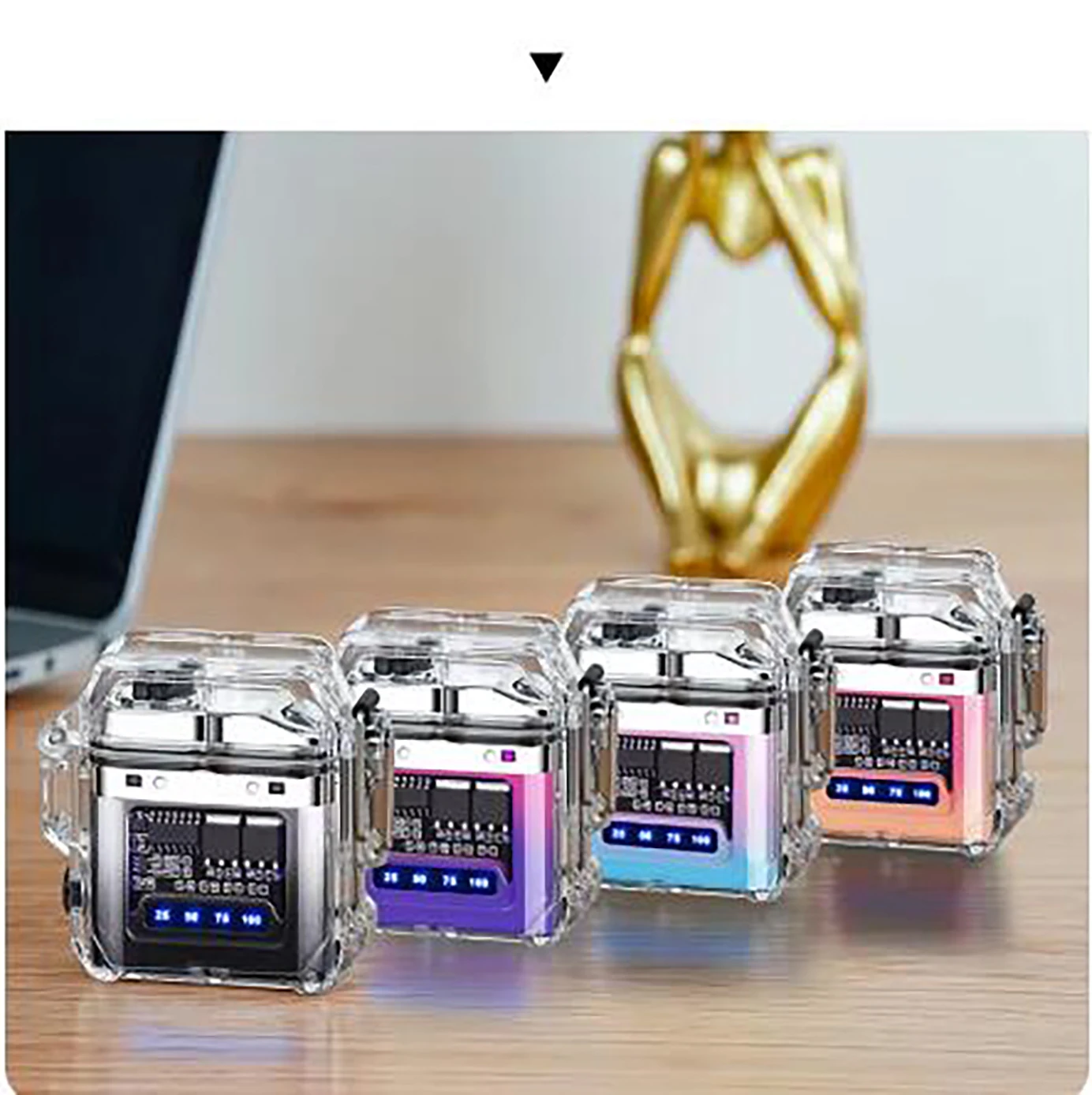 1PC New Transparent Shell Double Arc USB Electronic Lighter TYPE-C Fast ChargeLighting Plasma Lighter Electric Waterproo