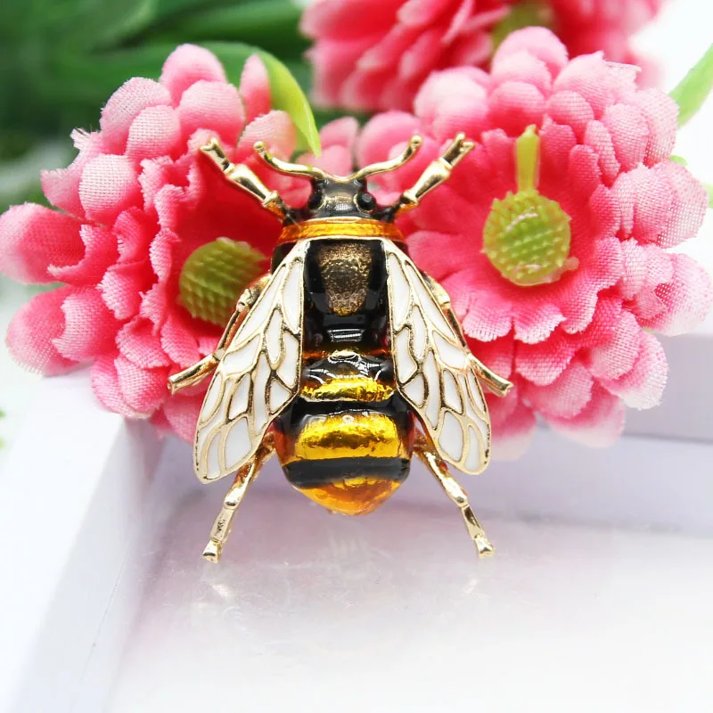 Insect Bumble Bee For Women Kids Girls Jewelry Gold Color Yellow Green Enamel Brooches