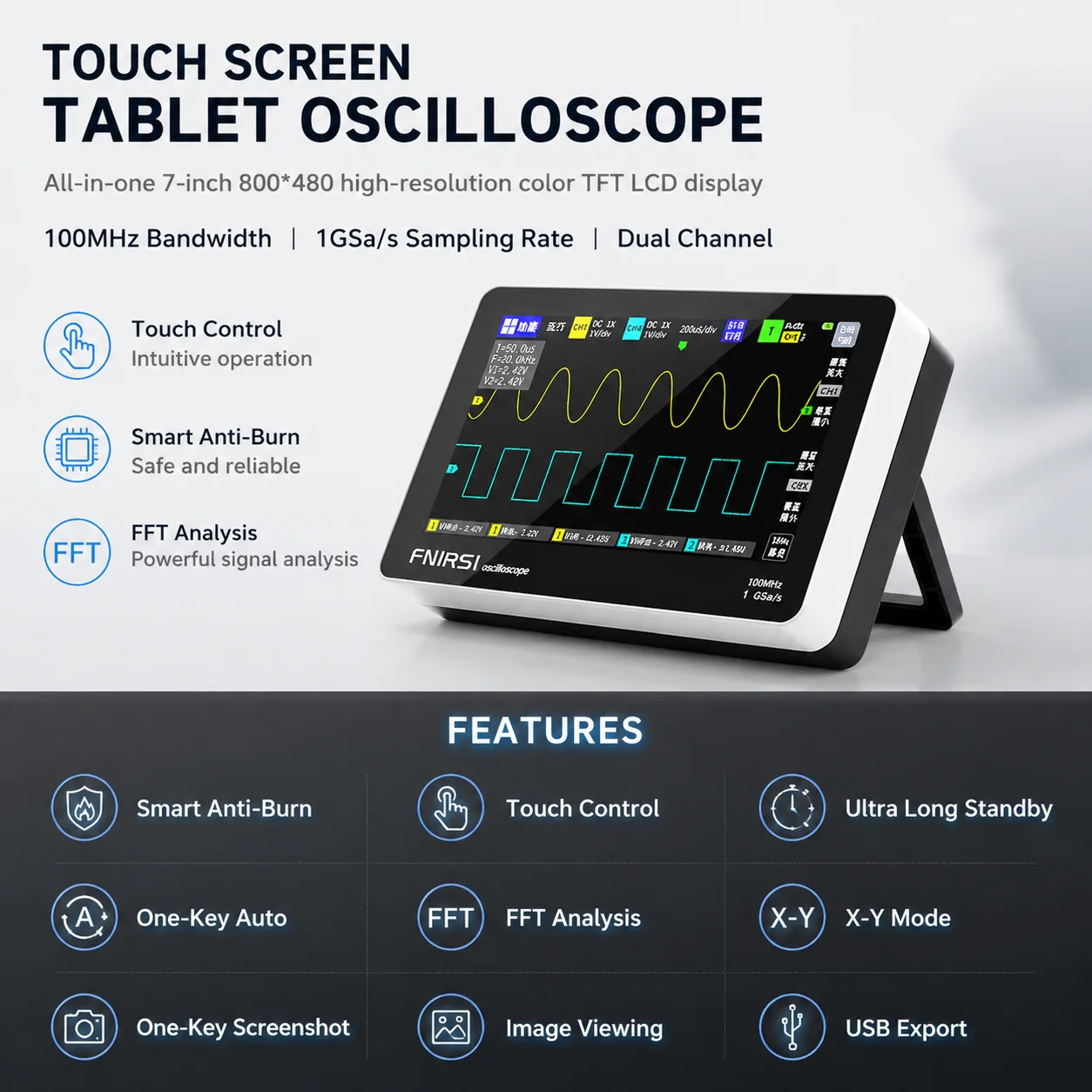 FNIRSI 1013D Plus ออสซิลโลสโคป - Handheld Tablet Oscilloscope Touchscreen 100Mhz บทวิจารณ์และราคา