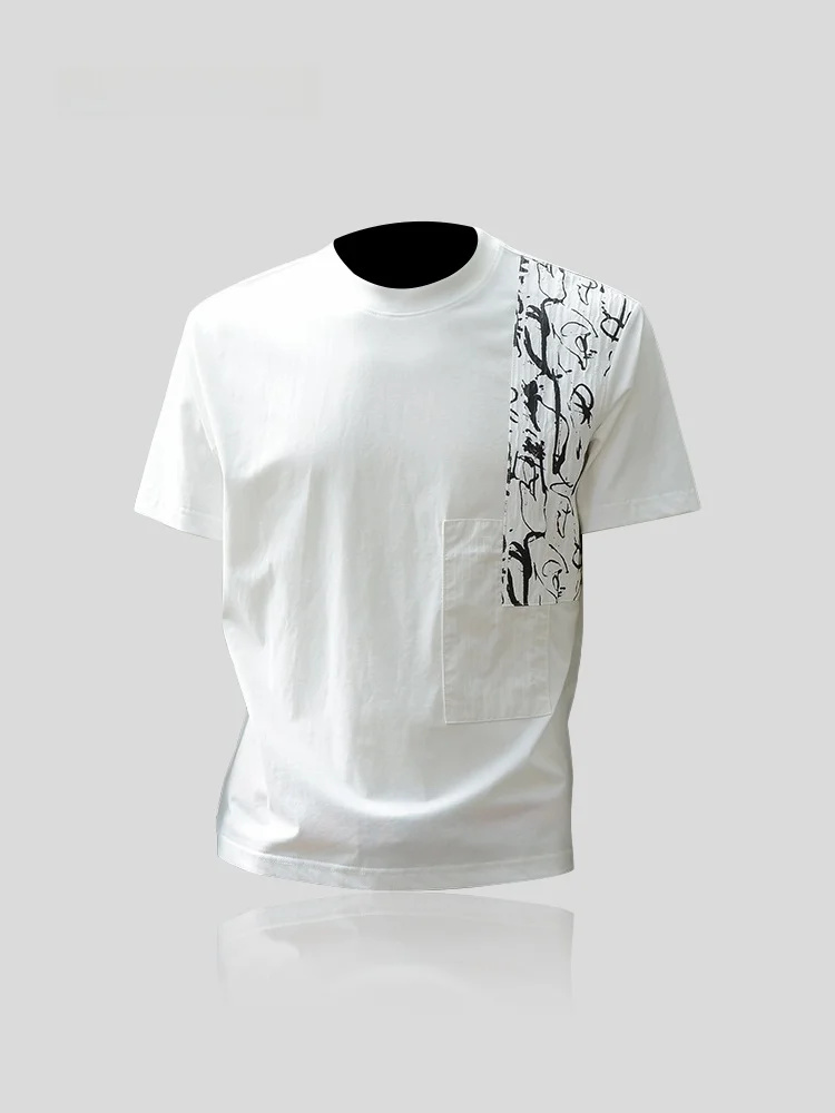 

High Quality Men's round Neck Short Sleeve T-Shirt Retro Graffiti Patch Print Fashionable Summer Versatile I.T