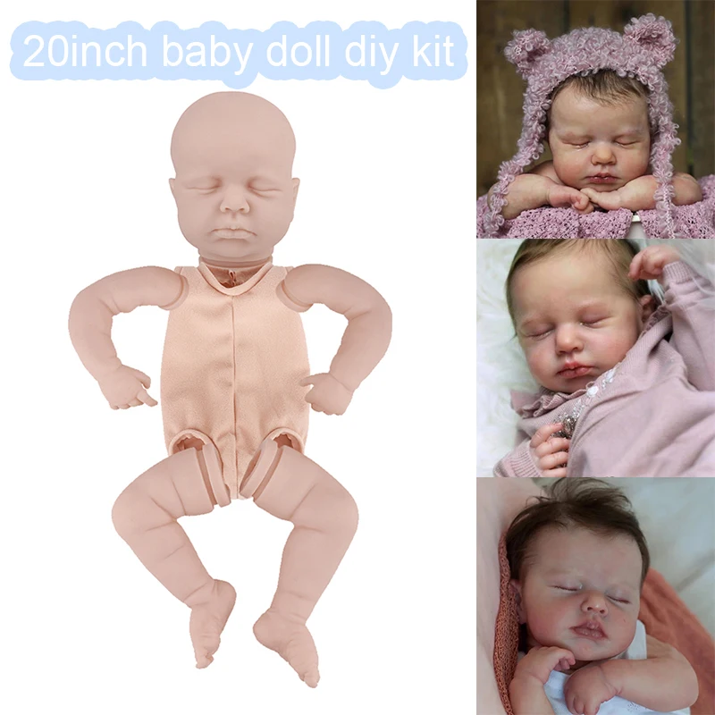 20 Inch Reborn Doll Kit Soft Touch Vinyl Newborn Sleeping Doll Loulou DIY Blank Doll Kit Unpainted Unfinished Doll Parts Reborn