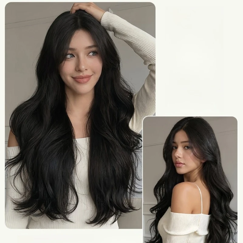 Peluca rizada ondulada, viento natural esponjoso, cubierta de cabello transpirable de seda de alta temperatura, cabello natural para fiesta de juegos de rol,