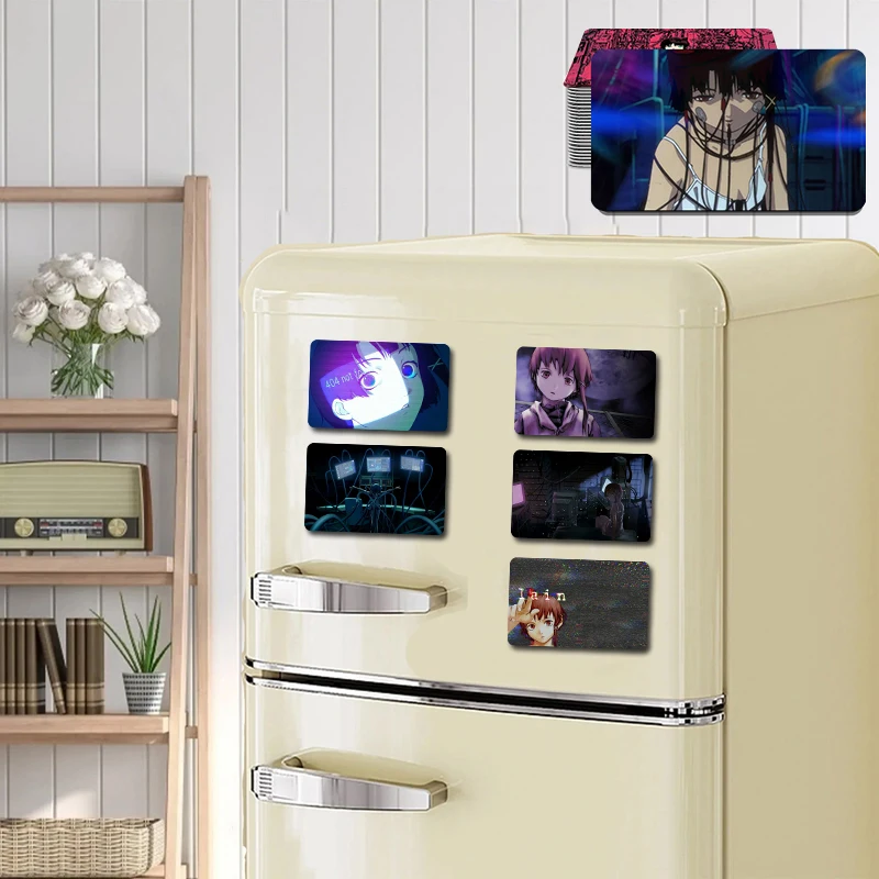 Japanese Anime Serial Experiments Lain Refrigerator Magnet Suitable for Home Kitchen Refrigerator Wall Door Office Decoration